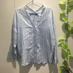 ジャーナルスタンダード リルーム シャツ F 七分袖 コットン ストライプ 水色