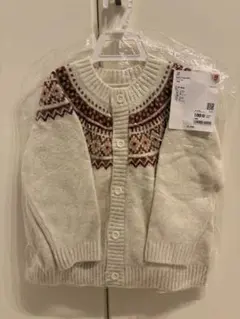 【新品未使用】UNIQLO スフレヤーンカーディガン 100 オフホワイト