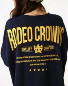 RODEO CROWNS ロデオクラウンズ　サイドベンツロゴワンピース　ネイビー