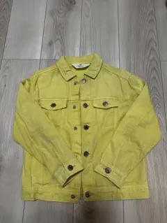 H&M キッズ 黄色 デニムジャケット 128 サイズ　2ポケット