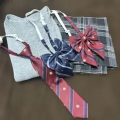 なんちゃって制服 ベスト プリーツスカート リボン ネクタイ セット