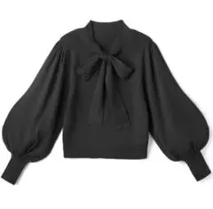 GRL　グレイル　ボウタイ付きニットトップス　ブラック