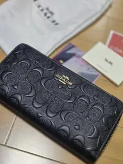 コーチ COACH シグネチャー パテントレザー アコーディオン 長財布➀