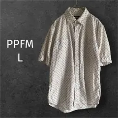 【希少】PPFM 総柄 半袖シャツ モノグラム柄 綿100% アイボリーLのサムネイル