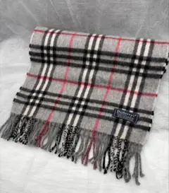 美品　Burberrys バーバリーズ　ノバチェック　カシミヤ マフラー グレー