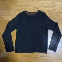 シースルー トップス ブラック インナー 長袖 フリル レース　半袖