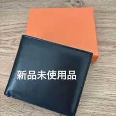 二つ折り財布　メンズ スキミング防止 黒 ブラック レザー コンパクト 箱付き