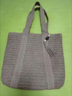 ベージュ 編み込みトートバッグ