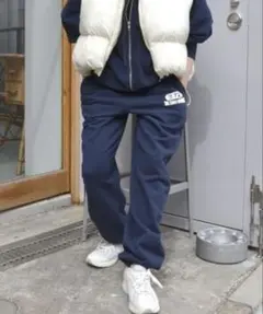 sale7999 ⇊ 美品 アングリッド ロゴルーズスウェットパンツ ネイビー