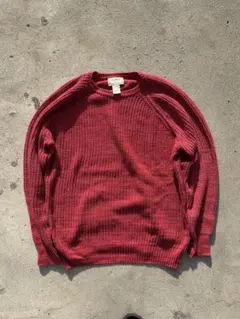 【90s USA製】L.L.Bean コットン クルーネック ニット レッド