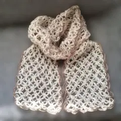 マフラー　ハンドメイド　手編み　七宝編み　100均毛糸