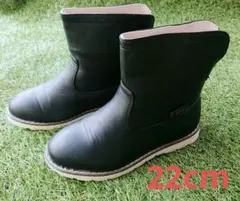 キッズ 黒 ショートブーツ 22cm 女の子 男の子 冬