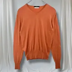 シップス Vネック ニットセーター M オレンジ ウール 長袖 秋冬 カジュアル