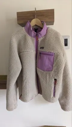 子供 大人兼用 patagonia フリースジャケット XL クリーム・パープル