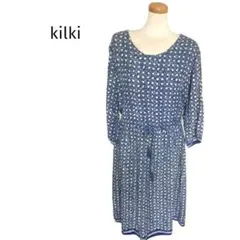 kilki 麻 混 プリント ロングワンピース インドのサムネイル