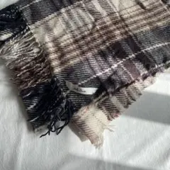 Mila Owen　マフラー　164*76　ブラウン　チェック柄 フリンジ付き
