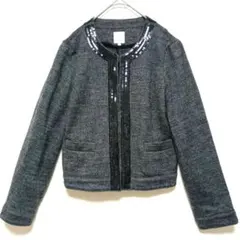 ブラーミン ノーカラージャケット チャコールグレー 濃いグレー ウール