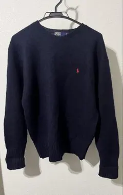 ラルフローレン　ネイビー ニット　セーター 赤ロゴ