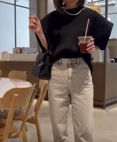 zara Z1975 HIGH RISE STRAIGHT デニムパンツ グレー