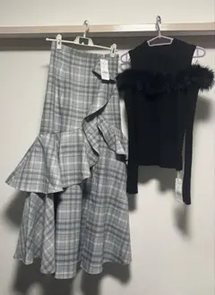 フリルスリットハイウエストスコートショートパンツ