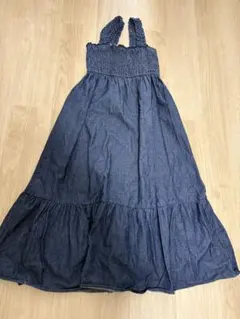 キャミワンピース ダークブルー デニム風