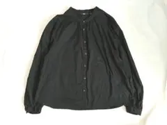ユニクロ コットンボリュームスリーブシャツ ブラック ブラウス