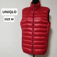 【美品】ユニクロ　ウルトラライトダウンベスト　赤　メンズ　M