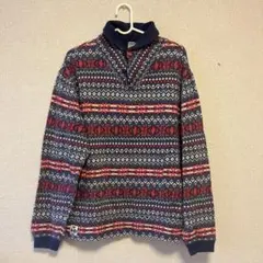 美品チャムス　ノルディック柄 アウトドア　ショールカラー トレーナー Sサイズのサムネイル