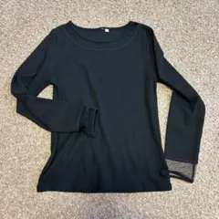 ブラック リブ長袖Tシャツ M
