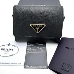 【美品】PRADA サフィアーノ 三つ折り財布 トライアングル 1MH043