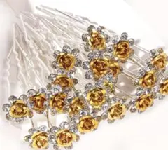 金色のバラ装飾ヘアピン20本セット