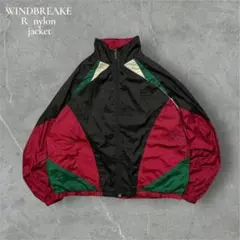 vintage古着WINDBREAKERバーガンディ切替ウォームアップジャケット
