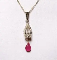 ルビー　ネックレス　フェアリーケージ　ゴールドコーティング