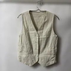 「即日発送」S GU リネン ノースリーブ Vネック ベスト アイボリー