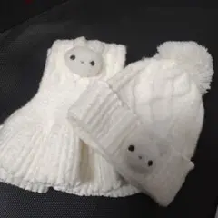 ★土日割★　メゾピアノ　うさぎマスコット付き　ニット帽＆マフラー