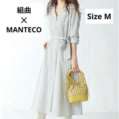 極美品【組曲】MANTECO社高級生地使用 シャツワンピース ストライプのサムネイル