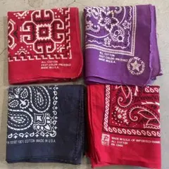 バンダナ　4枚　まとめ売り　ALL USA製　60~00s ビンテージ