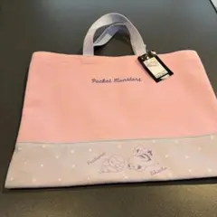 【新品】ポケモン　シンプル　レッスンバッグ　ピンク　手提げバッグ