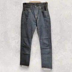 ユニクロ デニムパンツ S ネイビー セルビッジ ストレッチ シンプル