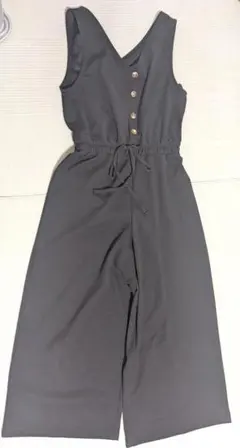 【美品】黒のVネック　ジャンバースカート Sサイズ