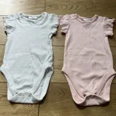 【２枚セット】3-6フリル半袖ロンパース