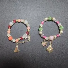 カラフルビーズブレスレット　2本セット　キッズ