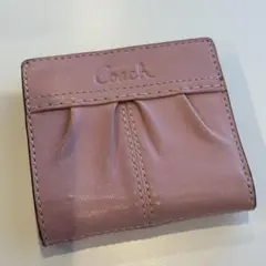 コーチ　COACH 二つ折り財布 ピンク レザー　コンパクト　スリム