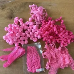 ピンク ボンボンブレード　レースリボン６種セット