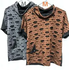 ♦✨２枚組　色違い【茶とグレーのトップス】M