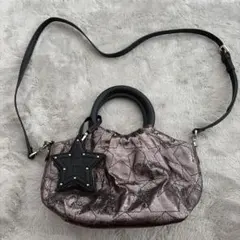 ANNA SUI アナスイ ハンドバッグ シャンパンゴールド チャーム付