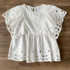116cm ZARA KIDS カットワークレースブラウス　刺繍　フリル