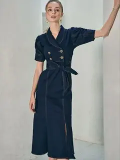 RESEXXY 配色ステッチマーメイドワンピース デニムワンピース