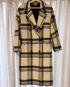 MilaOwenチェック柄 ビッグチェスターコート　ダブルボタン