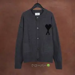 AMI PARISハート刺繍ニットカーディガンユニセックス 秋冬モデルレディース